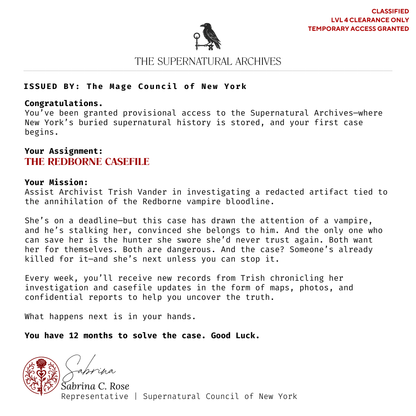 THE REDBORNE FILES (Year-Long Experience)